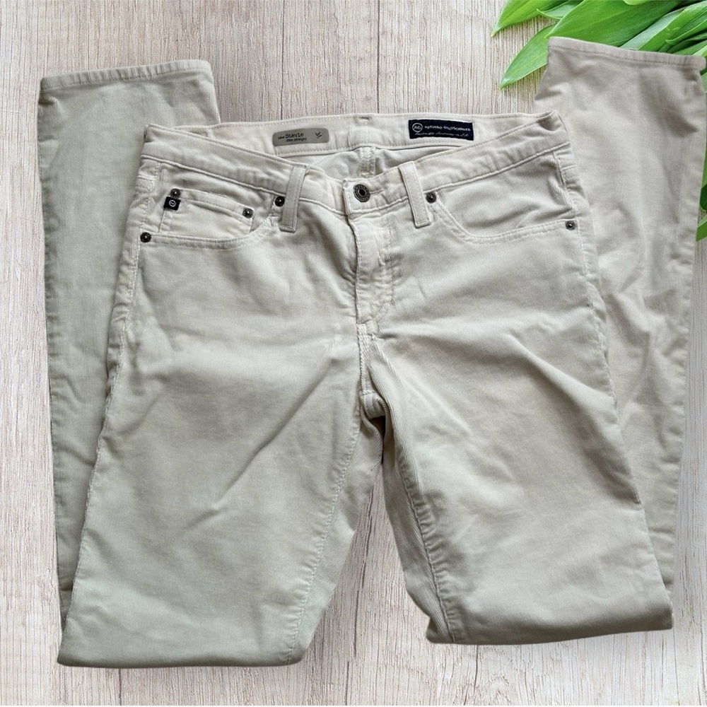 Adriano Goldschmied Stevie Slim Straight Cream White Corduroy Pant Size 29R